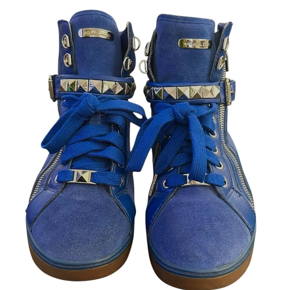 Michael Kors Glam Studded Women's sapphire Suede High Top Sneakers Size 9.5‎ - Picture 2 of 11